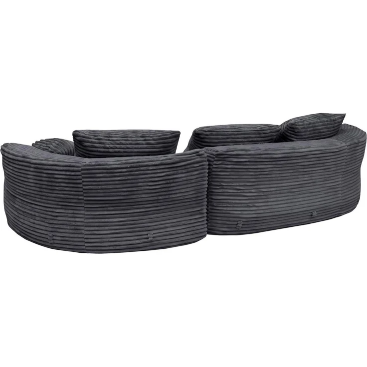 Sofa-Garnitur HWC-P19, 3-Sitzer Couch Loungesofa, Stoff/Textil Cord (370 g/m²) Liegefläche rechts ~ dunkelgrau – Bild 8