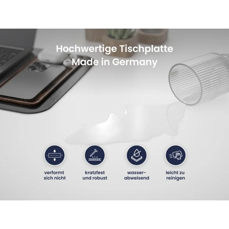 Desktopia Pro X - Elektrisch höhenverstellbarer Schreibtisch / Ergonomischer Tisch mit Memory-Funktion, Gestell Weiß, Weiß, 160x80 cm – Bild 5