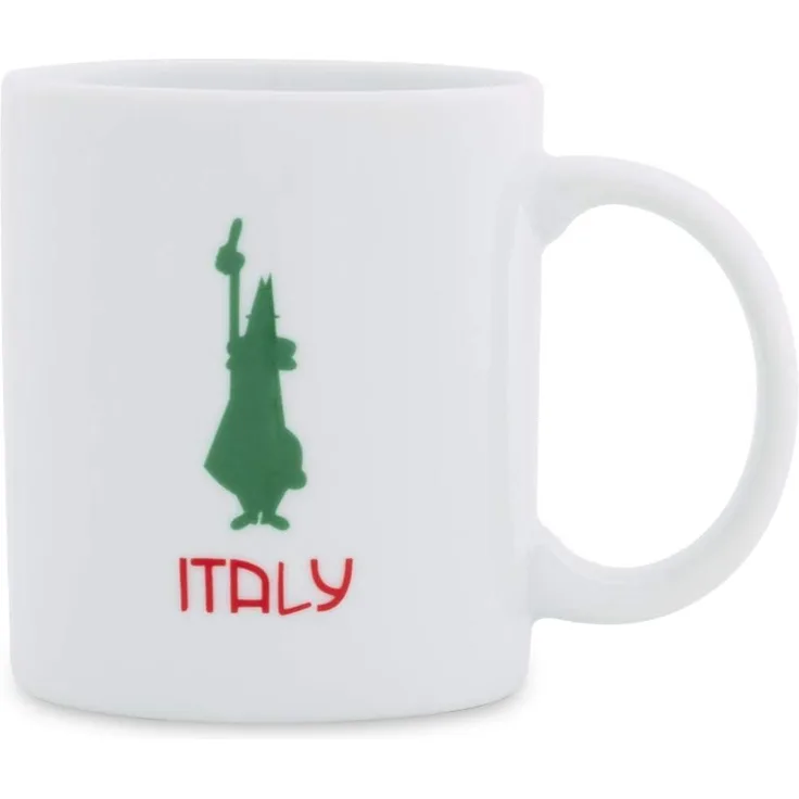 Bialetti Kaffeebecher Tricolore Istituzionale 315 ml, Kaffeetasse, Kaffee, Becher, Porzellan, Weiß, DCMOKI0033