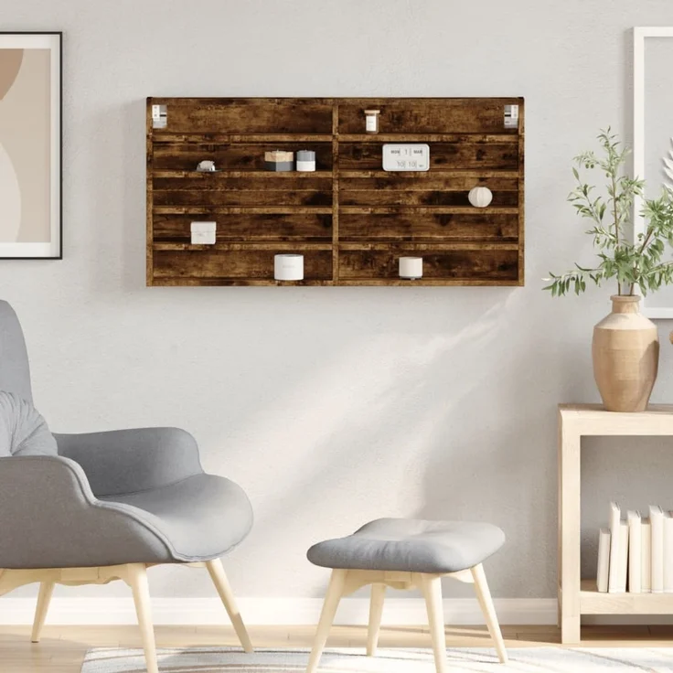 vidaXL Vitrinenschrank Räuchereiche 100x8,5x50 cm Holzwerkstoff 847951 – Bild 3
