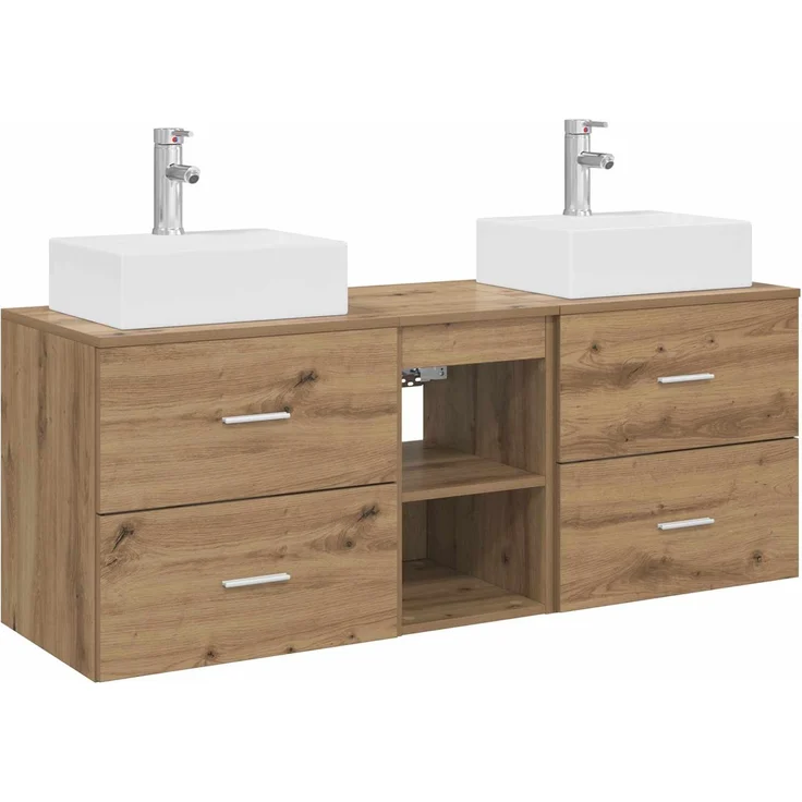 vidaXL Badezimmerschrank-Set 3 stk. Artisan-Eiche 129 x 41 x 79,5 cm 3405842 – Bild 2