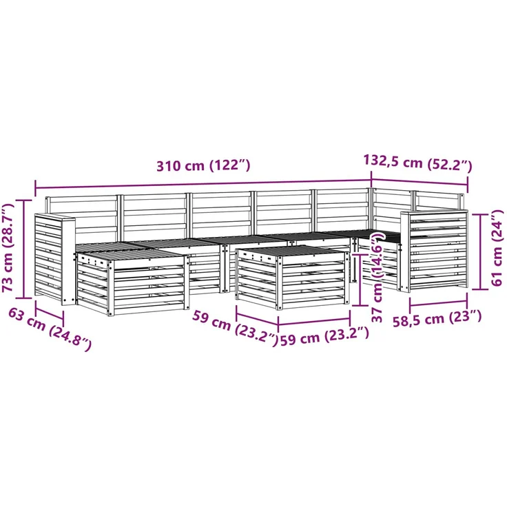 vidaXL Outdoor-Sofagarnitur 8 stk. 8-Sitzer Natur Massivholz Akazie 3375214 – Bild 12