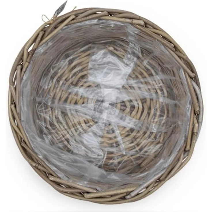Spetebo Pflanzschale Pflanzschale aus Rattan im 3er Set - 30 / 26 / 21 cm (Set, 3 St, Pflanztöpfe), Blumentopf mit Folie ausgekleidet – Bild 3