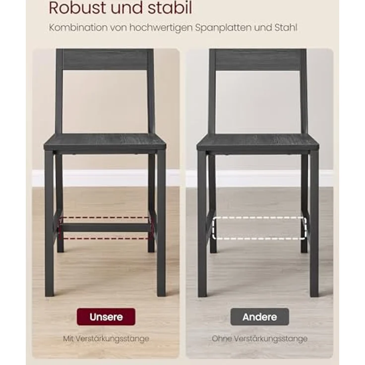 Vasagle Esszimmerstühle, Küchenstühle, 2er Set, Metallrahmen, für Esszimmer, Wohnzimmer, Küche, anthrazitgrau-tintenschwarz – Bild 8