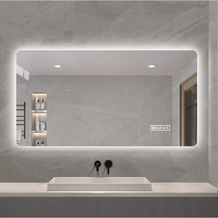 LED-Badezimmerspiegel 60x100 cm, dimmbar mit Anti-Beschlag, Silber – Bild 4