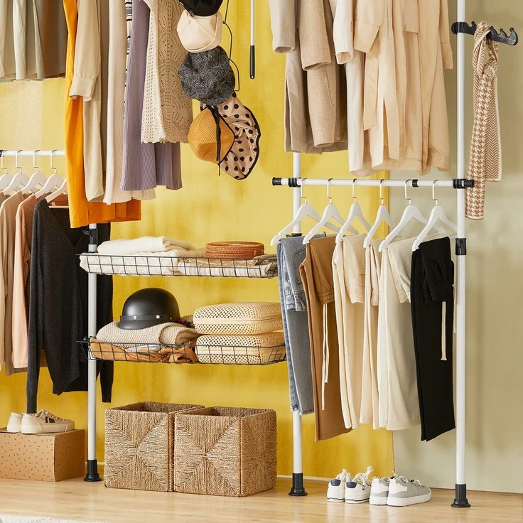 SoBuy KLS04 Garderobenständer, Metall, Pulverbeschichtung, Weiß, 62 x 200 x 75 cm – Bild 5