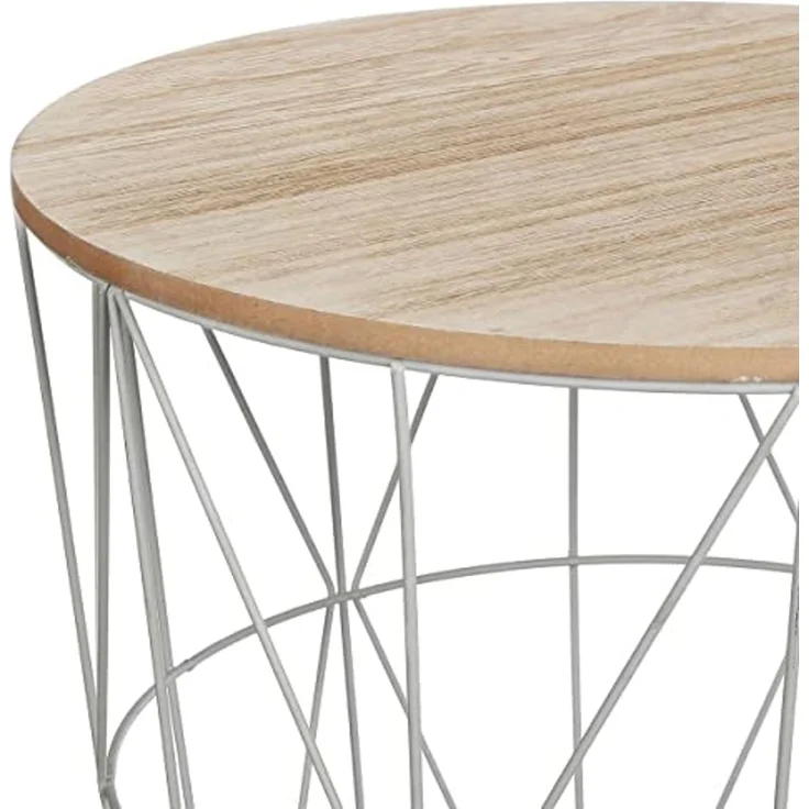 Korbtisch mit abnehmbarer Platte, MDF/ Metall Grau, Ø 39,5x41 cm – Bild 3