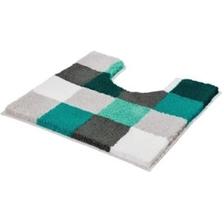 Kleine Wolke Badematte Caro, Höhe 25 mm, rutschhemmend beschichtet, fußbodenheizungsgeeignet, Kunstfaser, quadratisch, WC Vorleger mit Ausschnitt, Badteppich, modernes Karo-Muster, Pastell-Farben, waschbar – Bild 6