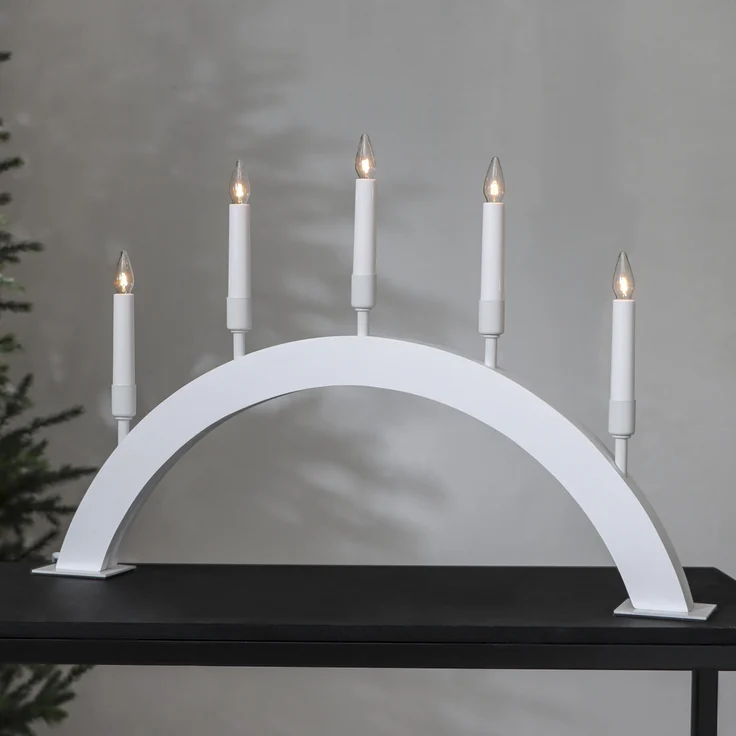 Lichterbogen ,Vind', 5-flammig, Materialmix, weiß – Bild 2