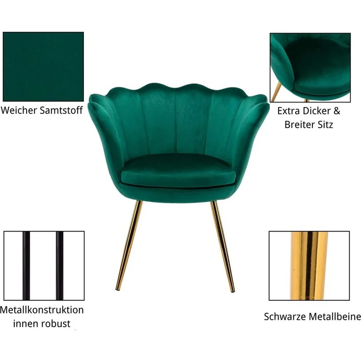 WAHSON OFFICE CHAIRS Loungesessel Sessel Weicher Samt Armlehnstuhl – Bild 4