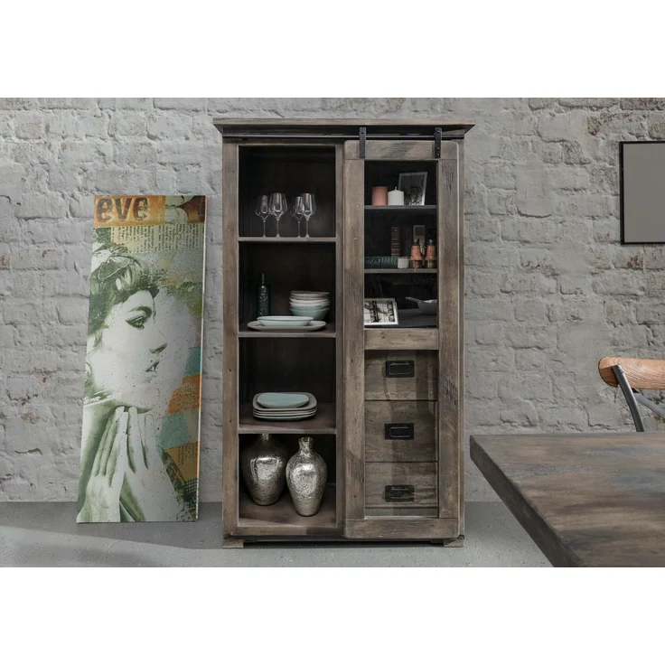 Vitrine Mango 100x45x175 grau lackiert RAILWAY #226 – Bild 3