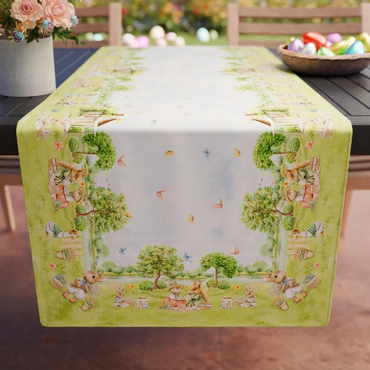 PETTI Artigiani Italiani - Oster-Tischläufer, Tischläufer Ostern Küche, Tischläufer, Tischläufer für Ostern im Digitaldruck, 100% Made in Italy, RNNCDP-PICNIC-1PZ