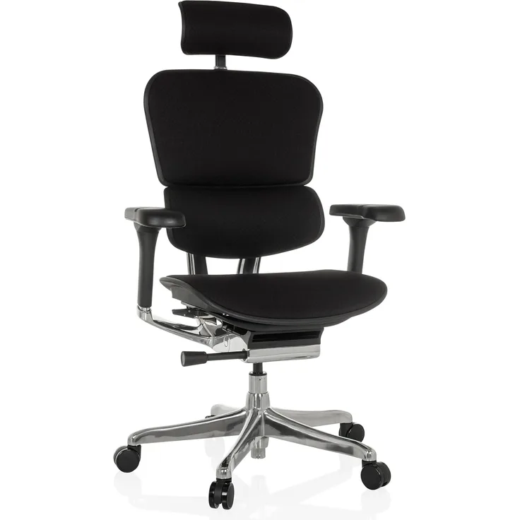 hjh OFFICE Bürostuhl ergonomisch ERGOHUMAN GEN2 Originales Design, Bürosessel mit Flexibler Lordosenstütze, Sitzfläche gepolstert, Stoff Schwarz