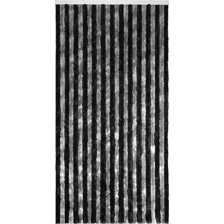 Moritz Flauschvorhang aus Chenille 100 x 200 cm schwarz grau Türvorhang als Fliegenschutz Insektenschutz für Camping Wohnwagen – Bild 1
