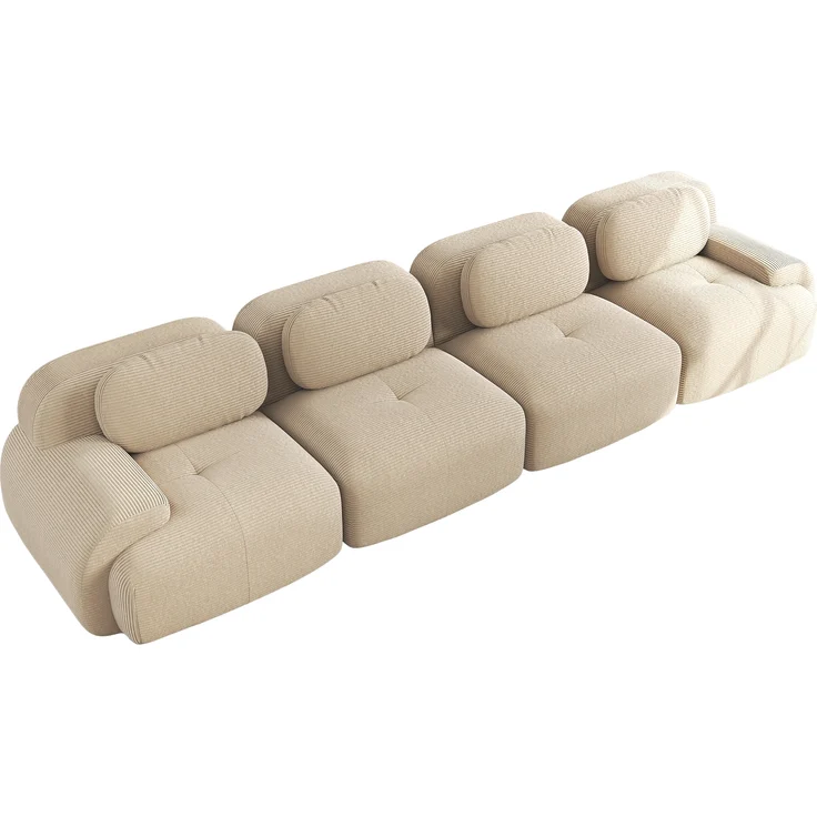 4-Sitzer-Sofa aus weichem Cordstoff,32D hochelastische Polsterung haustierfreundlich und ergonomisch vakuumverpackt frei kombinierbar ohne Montage für Schlafzimmer und Büro,Cordstoff,Beige, – Bild 6
