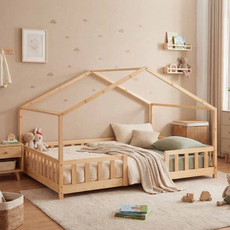 Kinderbett Treviolo 140x200 cm Holzfarben [en. casa] – Bild 1