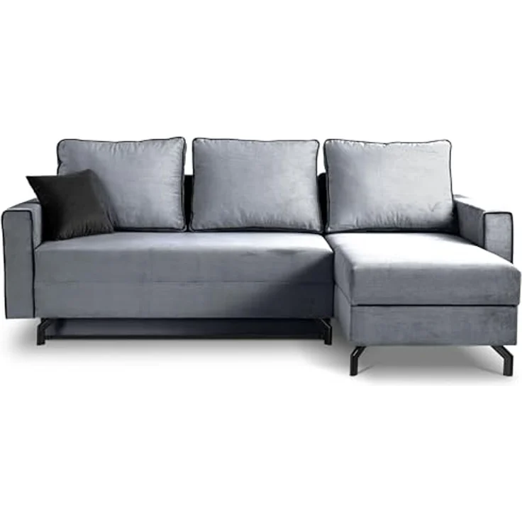 Ecksofa (B/H/T: 230x89x148 cm) in Blau-grau – Bild 4