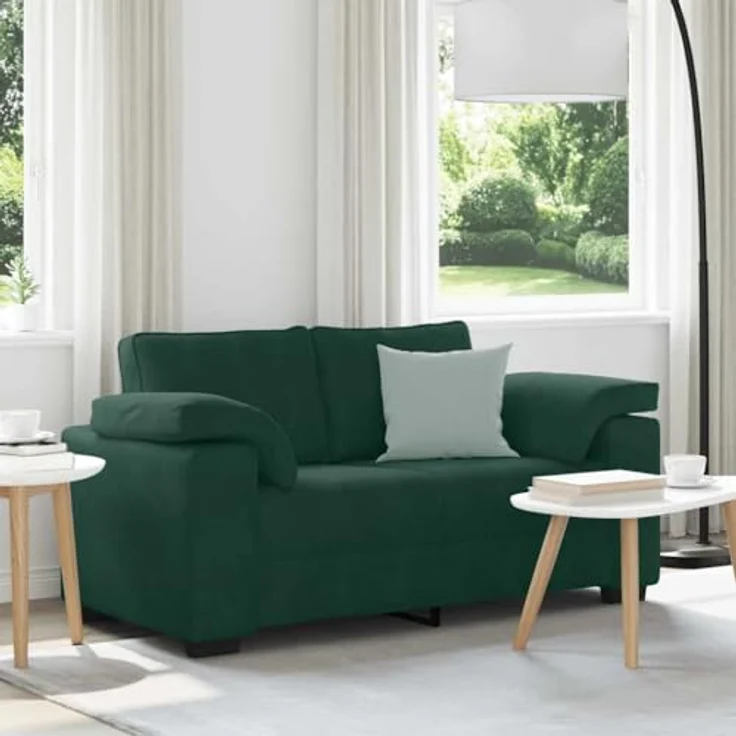 vidaXL Zweisitzer-Sofa Dunkelgrün 160x77x82 cm Samt 4105259 – Bild 2