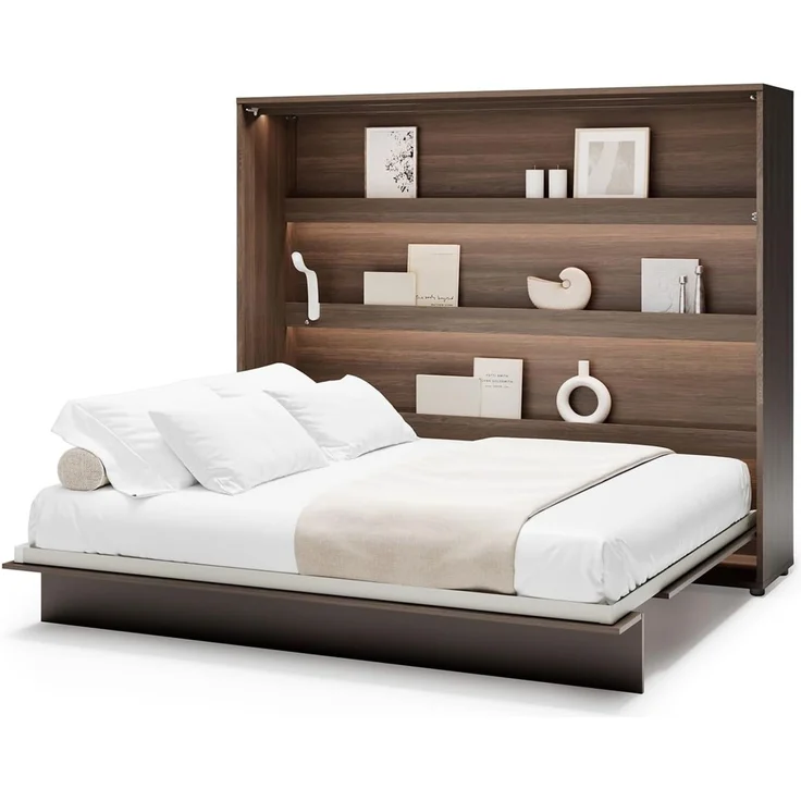 MEBLINI Schrankbett BC-14 - 160x200cm Horizontal - Dunin Eiche mit Matratze - Wandbett mit Lattenrost - Klappbett mit Schrank - Wandklappbett - Murphy Bed - Bettschrank – Bild 1