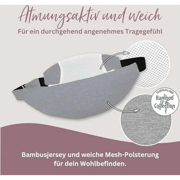 Theraline Schwangerschafts- & Kaiserschnittgürtel Belly Protect, melange mittegrau, verstellbar 90-110 cm mit Kirschkernkissen und Schutzschild – Bild 3