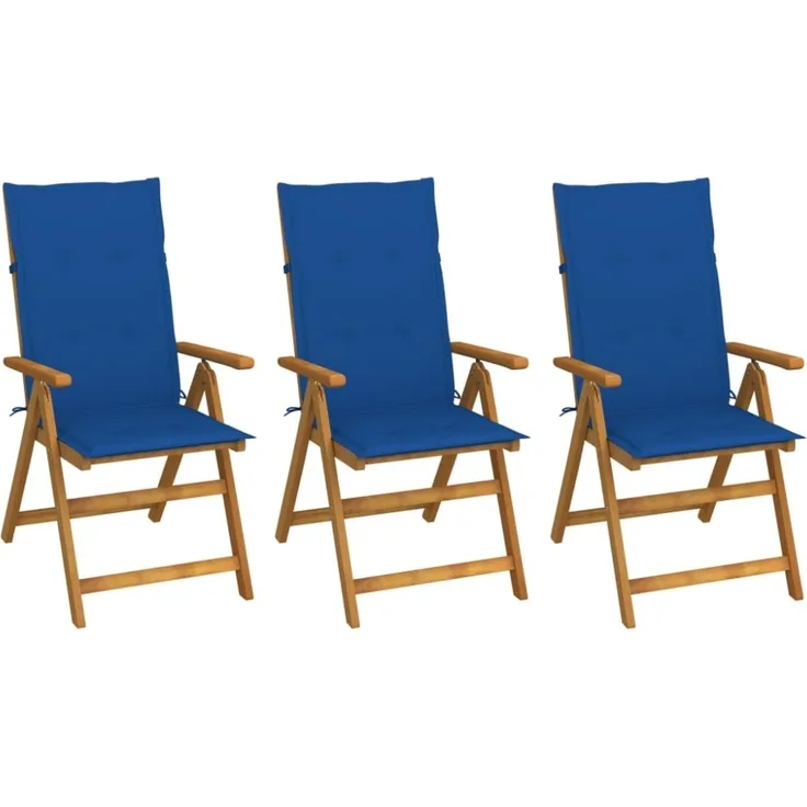 vidaXL Klappbare Gartenstühle 3 Stk. mit Auflagen Massivholz Akazie 3064099