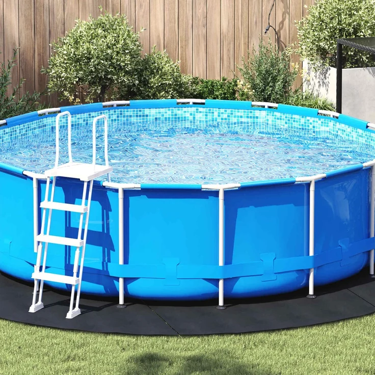 vidaXL Bodenfolie für Pools Ø 396 cm (2 mm) Rund Vliesstoff Schwarz 42009115 – Bild 1