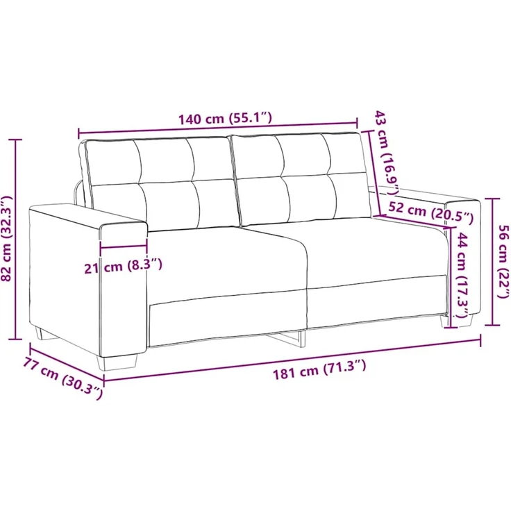 vidaXL Loveseat-Sofa Wolkengrau 180x77x82 cm Stoff 4105086 – Bild 9
