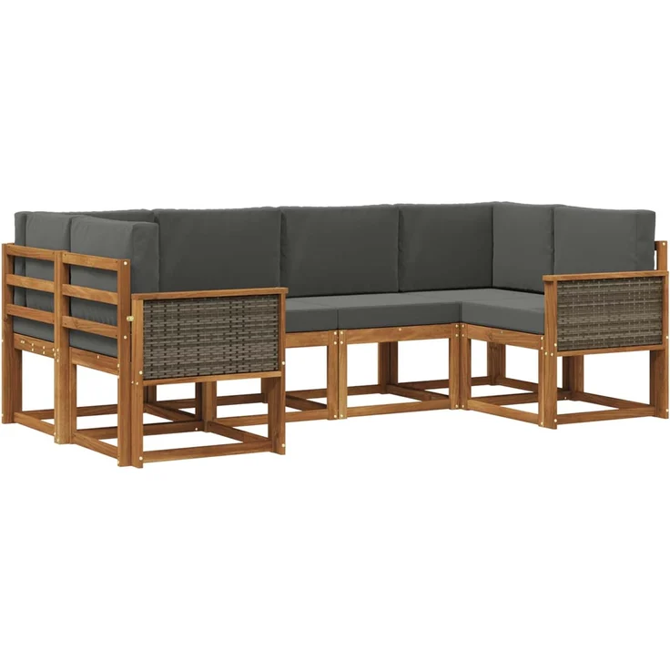 vidaXL Outdoor-Sofagarnitur 6 stk. 6-Sitzer Natur und Anthrazit 3385488 – Bild 2