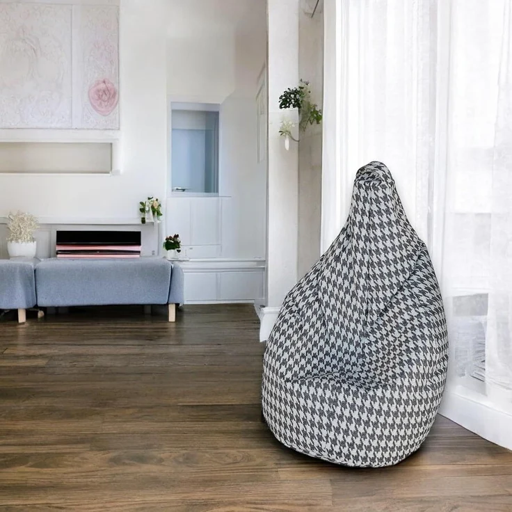 Dmora Sitzsack mit "Pied de poule" Muster, schwarz-weiß, Maße 80 x 120 x 80 cm