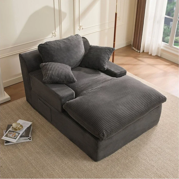 LITBIRD Chaiselongue 160 cm Loungesofa, Boneless Bodensofa & Schlafsofa mit Schlaffunktion, 1 Teile, Platzsparendes Cloud Sofa mit Armlehnen für Wohnzimmer – Bild 1
