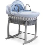 Clair de Lune Weidenkorb mit grauem Deluxe-Schaukelständer, Waffelgrau, 68x30 cm, Blau