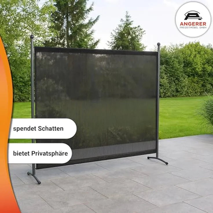 Angerer Freizeitmöbel GmbH Stellwand Primetex - Raumteiler & Raumtrenner Sichtschutz - einfache Montage ohne Bohren - Outdoor Paravent für Windschutz & Schatten auf Balkon (178x178 cm, Dunkelgrau) – Bild 4