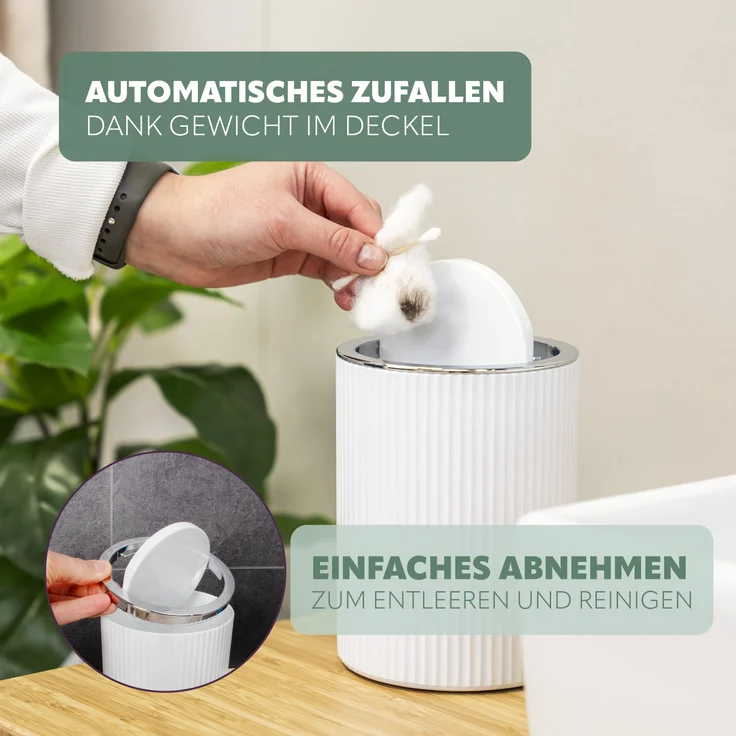 bremermann Kosmetikeimer Mini-Kosmetikeimer GAVELLO mit Schwingdeckel / mit Rillendekor, 1,5 L – Bild 5