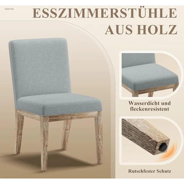 COLAMY Esszimmerstühle 6er Set, Moderne Esszimmerstühle mit Stoffbezug, Küchenstühle im Landhausstil für Restaurant und Wohnzimmer, Grau – Bild 6