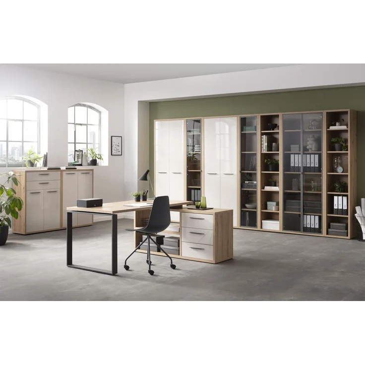 Regal Design-Office / Disegno, Holzwerkstoff, Holzfarben, 44 x 215 x 35 cm – Bild 2