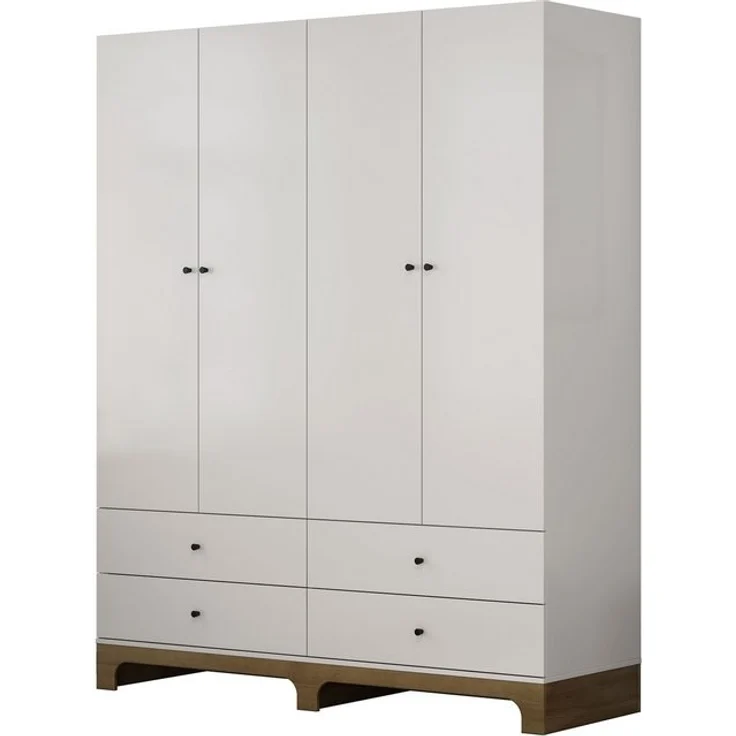 OTTO home Kleiderschrank Oslo Schlafzimmerschrank Garderobe weiß Landhaus Bestseller Schlafzimmerschrank mit 4 Türen und 4 Schubladen, Breite 160cm – Bild 4