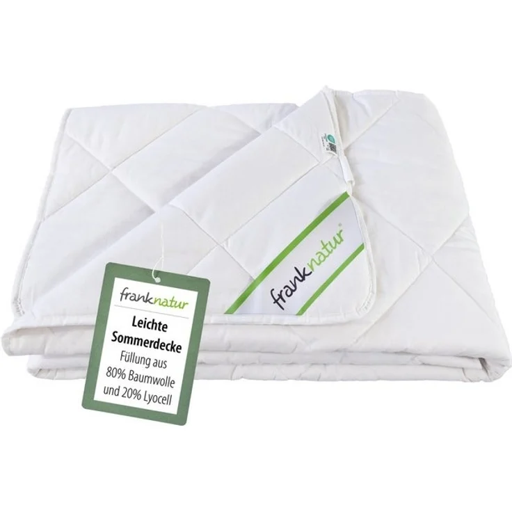 franknatur Naturfaserbettdecke Sommerdecke Baumwolle Lyocell, Füllung: 80% Baumwolle, 20% Lyocell, Bezug: 100% Baumwolle, atmungsaktiv und robust – Bild 3