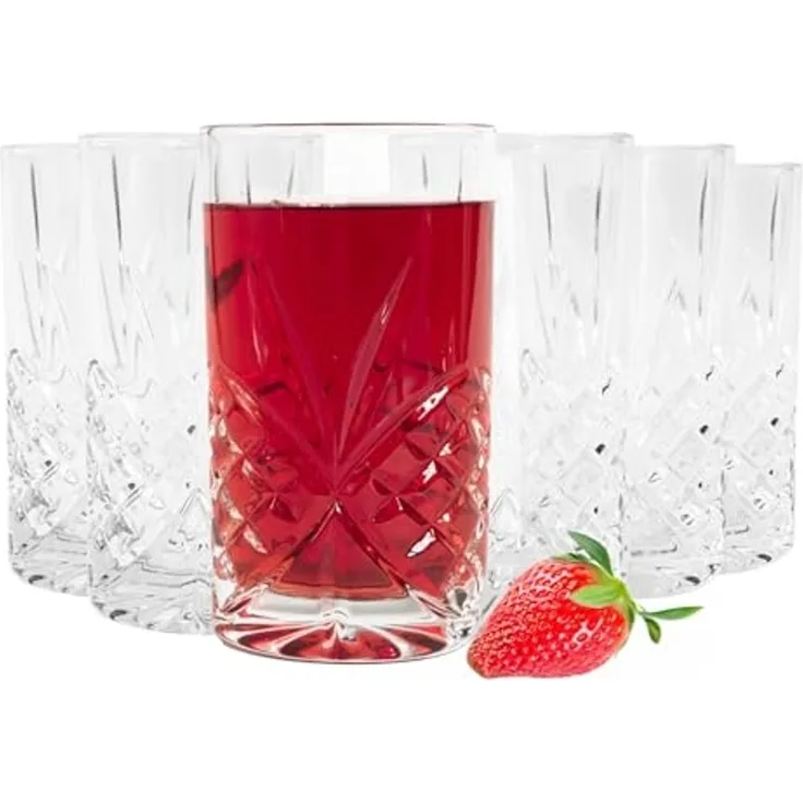 6 Longdrinkgläser 300ml mit Relief Wassergläser Saftgläser Trinkgläser Cocktailgläser