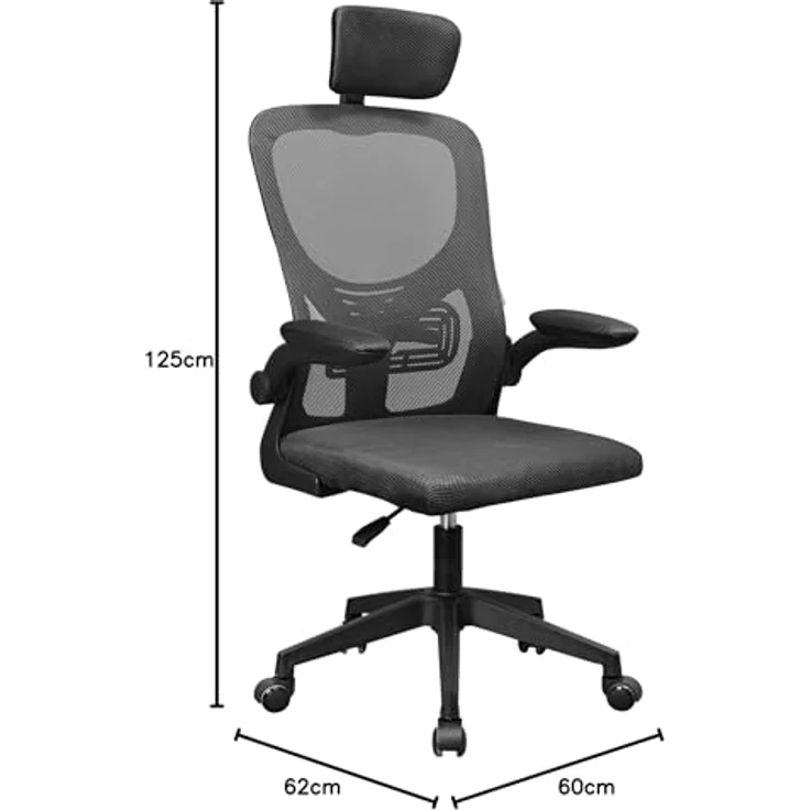 MARSGAMING MGC-ERGOPLUS, Professioneller Ergonomischer Stuhl, Dynamische Lendenwirbelstütze, Atmungsaktives Netz, Höhenverstellbar 115 und 125cm, Klappbare Armlehnen, Verstellbare Kopfstütze, Schwarz – Bild 3