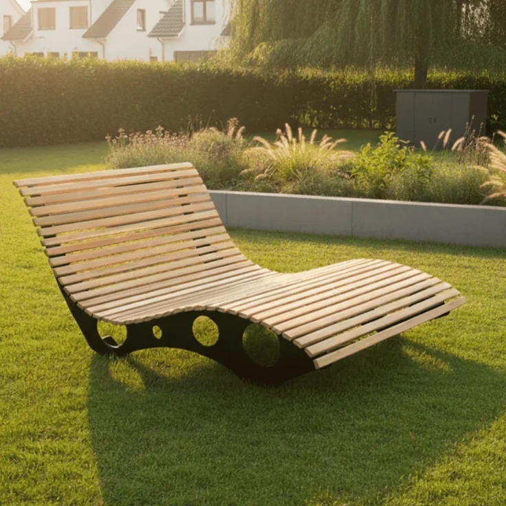 Wellenliege Doppelliege MARTEN - Massives Kiefernholz | Waldliege Waldsofa Himmelsliege Relaxliege für Garten oder Terrasse – Bild 7