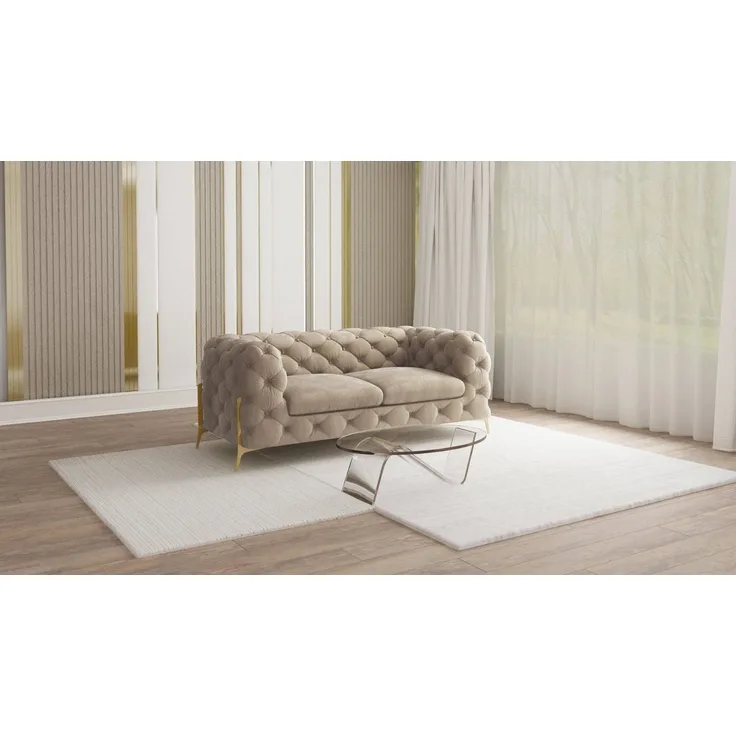 S-Style Möbel Chesterfield-Sofa Ashley Chesterfield Sofa mit Goldene Metall Füßen, mit Wellenfederung