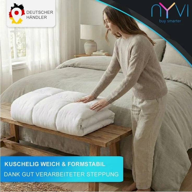 NYVI 4-Jahreszeitenbett 4-Jahreszeiten Bettdecke DreamScience 135x200 cm 4-jahreszeitendecke, Füllung: Polyesterfaser, Bezug: Polyester Mikrofaser, Sommerdecke + Übergangsdecke = warme Winterdecke Ganzjahresdecke – Bild 3