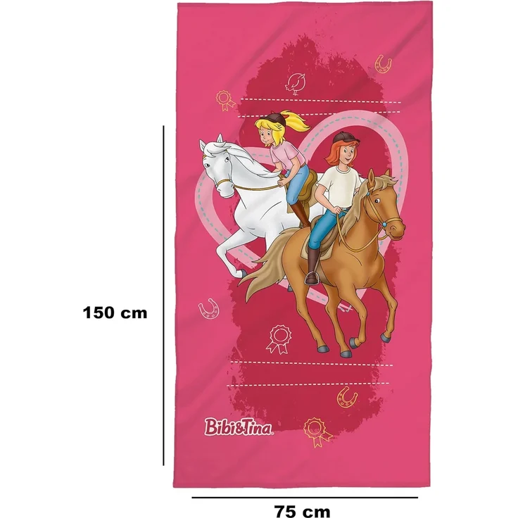 BERONAGE Strandtuch Bibi und Tina Badetuch Herz 75x150 cm, 100% Baumwolle (1-St), Frottee in Velours-Qualität – Bild 2