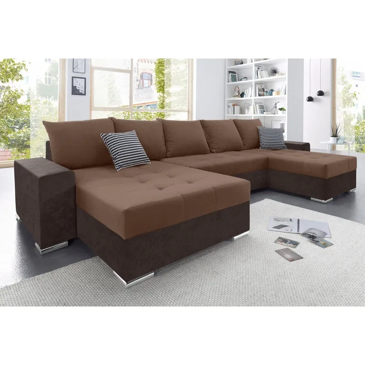 COLLECTION AB Wohnlandschaft XXL-Josy U-Form, Breite 333 cm, mit 2 Recamieren 77 & 79 cm, inkl. Bettfunktion, Bettkasten, mit 5 gleich großen Rückenkissen
