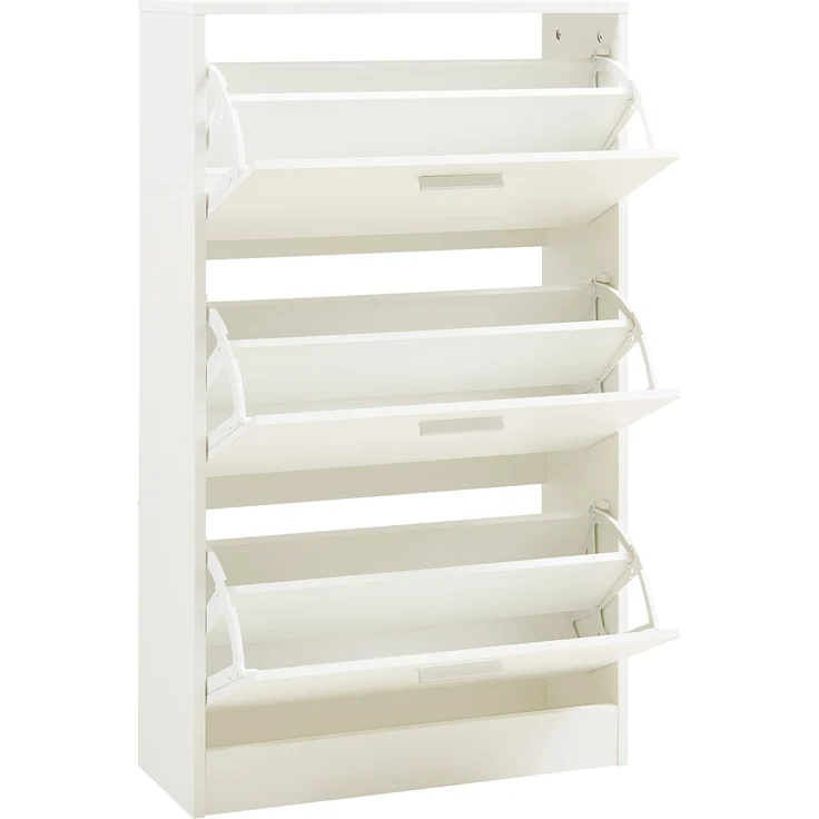Schuhschrank Sykkylven 103x60x24 cm mit 3 Klappen Weiß [en. casa] – Bild 5