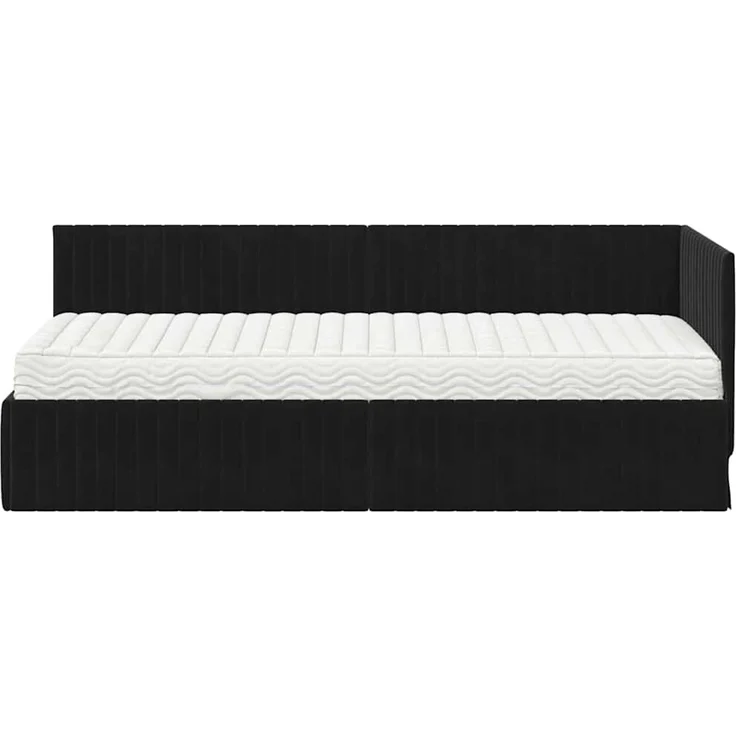 vidaXL Eckbettgestell mit Matratze mit Kopfteil 2 pcs Schwarz Samt 3393803 – Bild 5