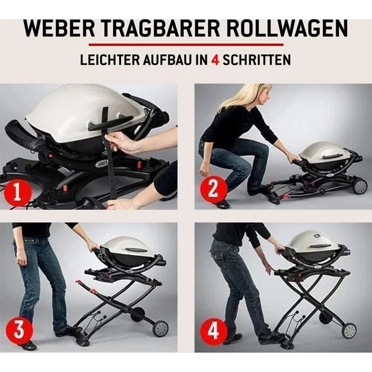 Weber Rollwagen/Für Gasgrills der Q-Serie, Klappbares Design mit Rädern, Integrierter Tragegriff, 16,5 x 75,5 x 71,5 cm (eingeklappt), 63,5 x 53,5 x 71,5 cm (ausgeklappt) – Bild 6