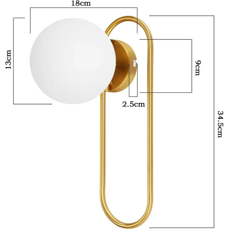 ZMH Wandleuchte innen Gold Vintage Glas E27/E14 Wandlampe Schlafzimmer Flur, ohne Leuchtmittel, E14-Fassung,Metall & Glas, max. 40 W,1-flammig – Bild 3