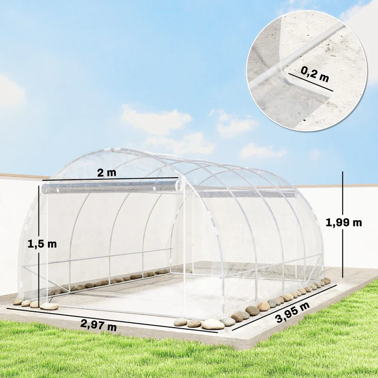 MELAYR, Polytunnel-Gewächshaus, 395 x 297 x 199 cm, Transparent – Bild 5