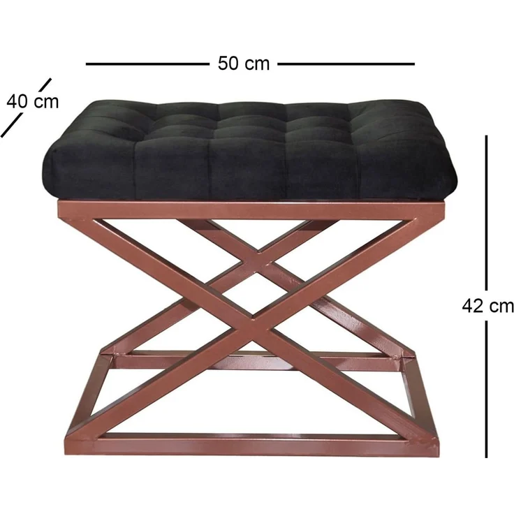 Hanah Home 'Capraz - Copper, Black' Pouffe, Kupfer / Schwarz, 50 x 42 x 40 cm – Bild 2